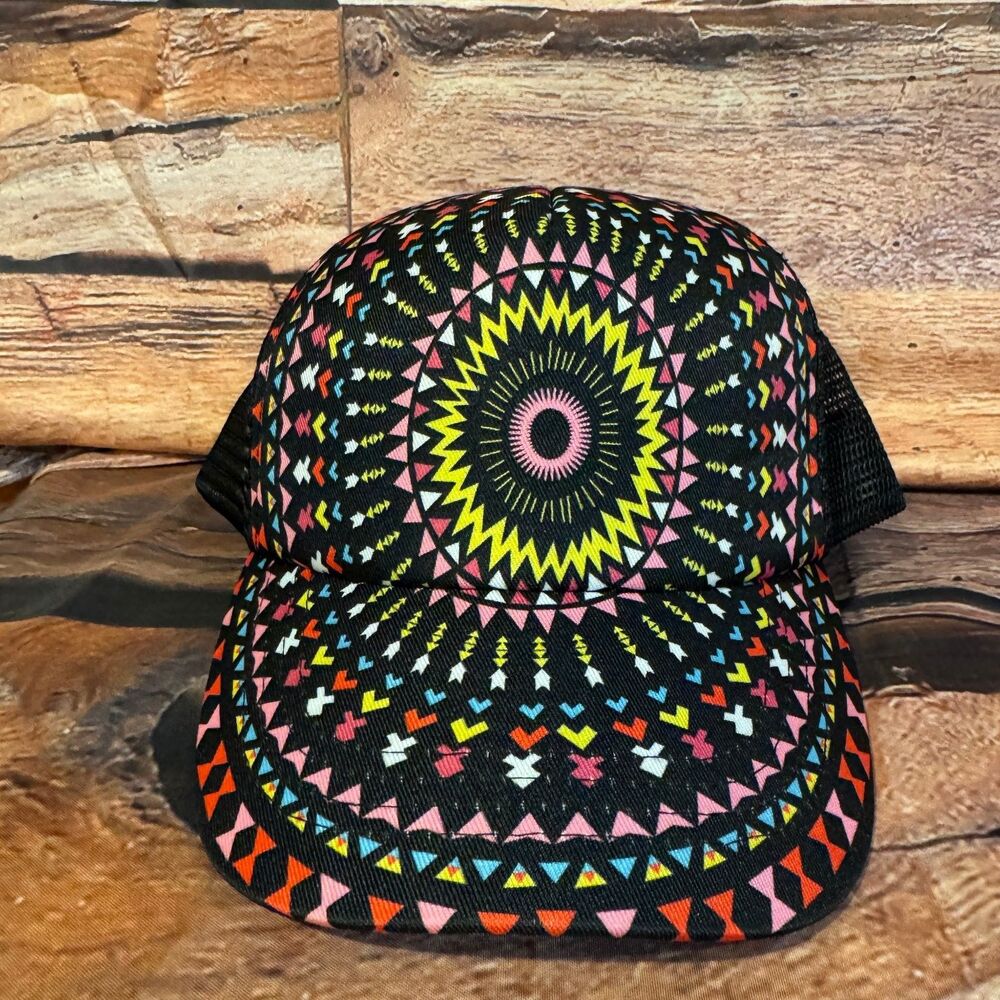 Pugs Trucker Hat Men's Adjustable Snapback Multicolor Geometric Mandala